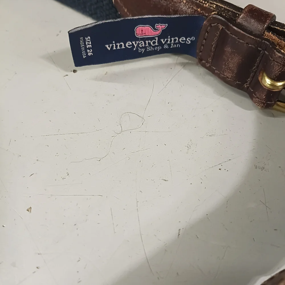 Vineyard Vines Leather Belt with Gold Buckle